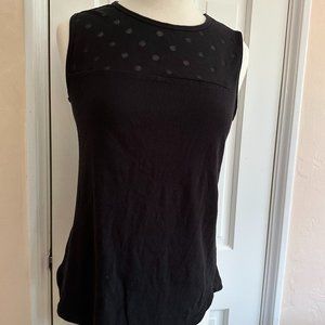Uniqlo Sheer Dot Bodice & Back Black Tee Shirt